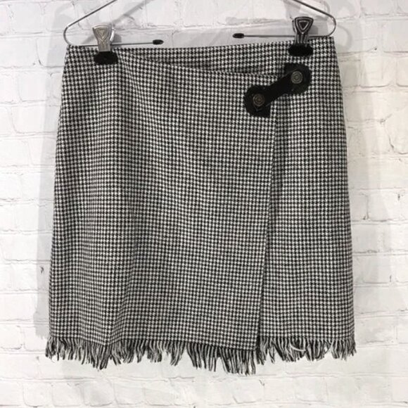 British Khaki sz 4wrap around lined skirt 25% wool - Picture 1 of 5